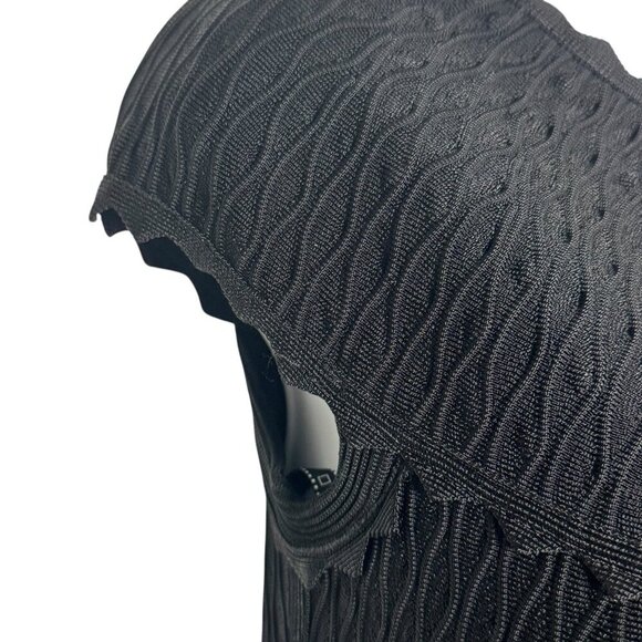 Herve Leger Black cap sleeve fit and Flare textured Dress size XS - Picture 4 of 12